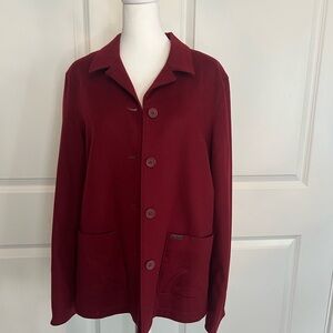 Faconnable Women’s Burgundy Wool Jacket Sz M